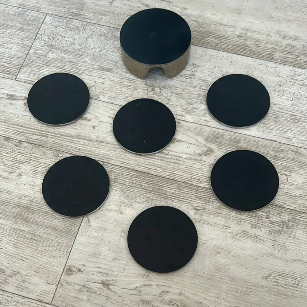 Set of 6 Gold Rustic Homestyle Coasters - Faux Brass